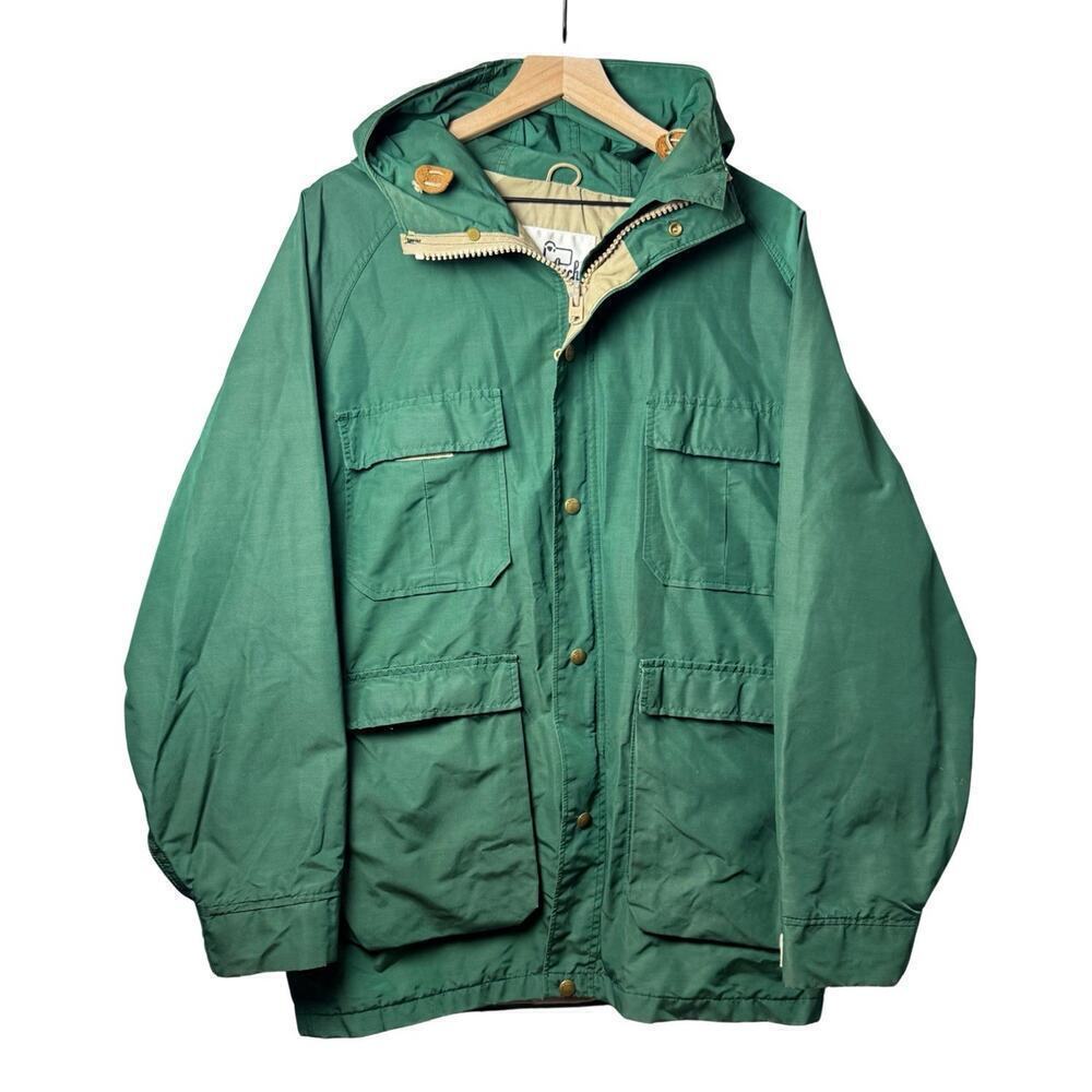 Woolrich Vintage Hooded Zip Front Utility Jacket Green